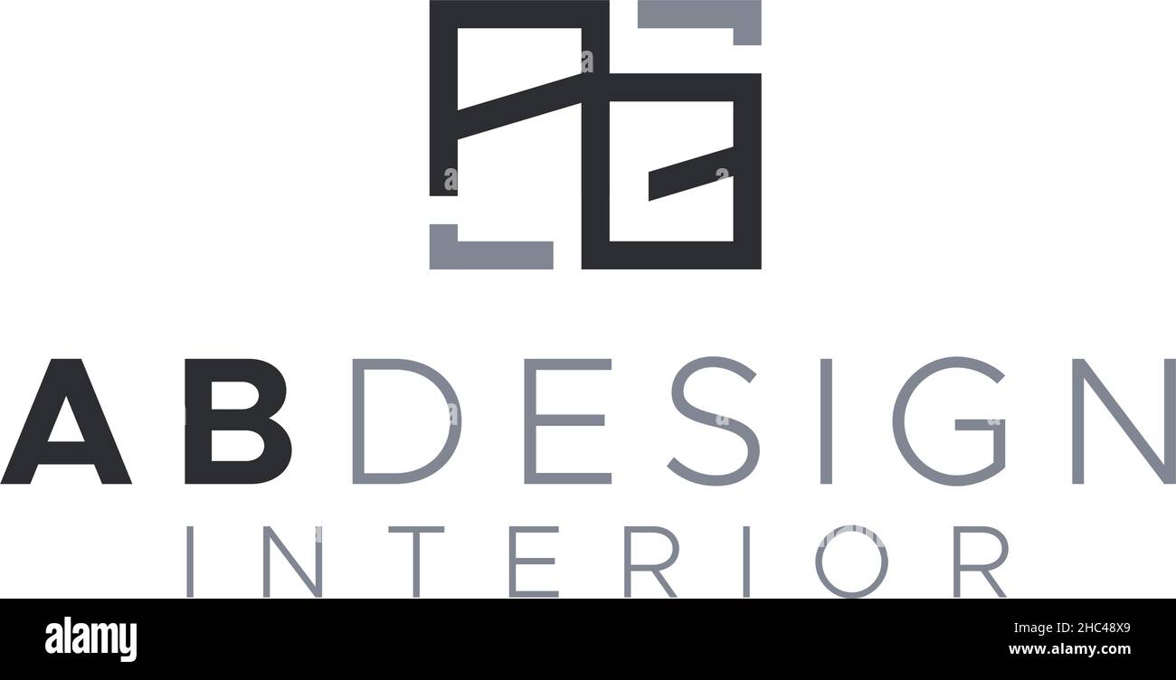 Design AB initial plat DESIGN INTÉRIEUR Deep logo design Illustration de Vecteur