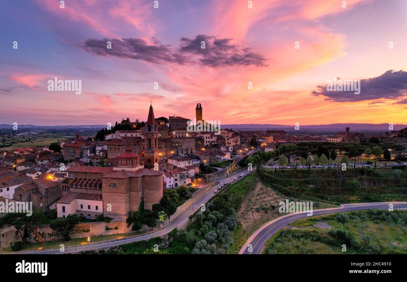 Vue aérienne de la ville de Castiglion Fiorentino (AR), Toscane, ITALIE Banque D'Images