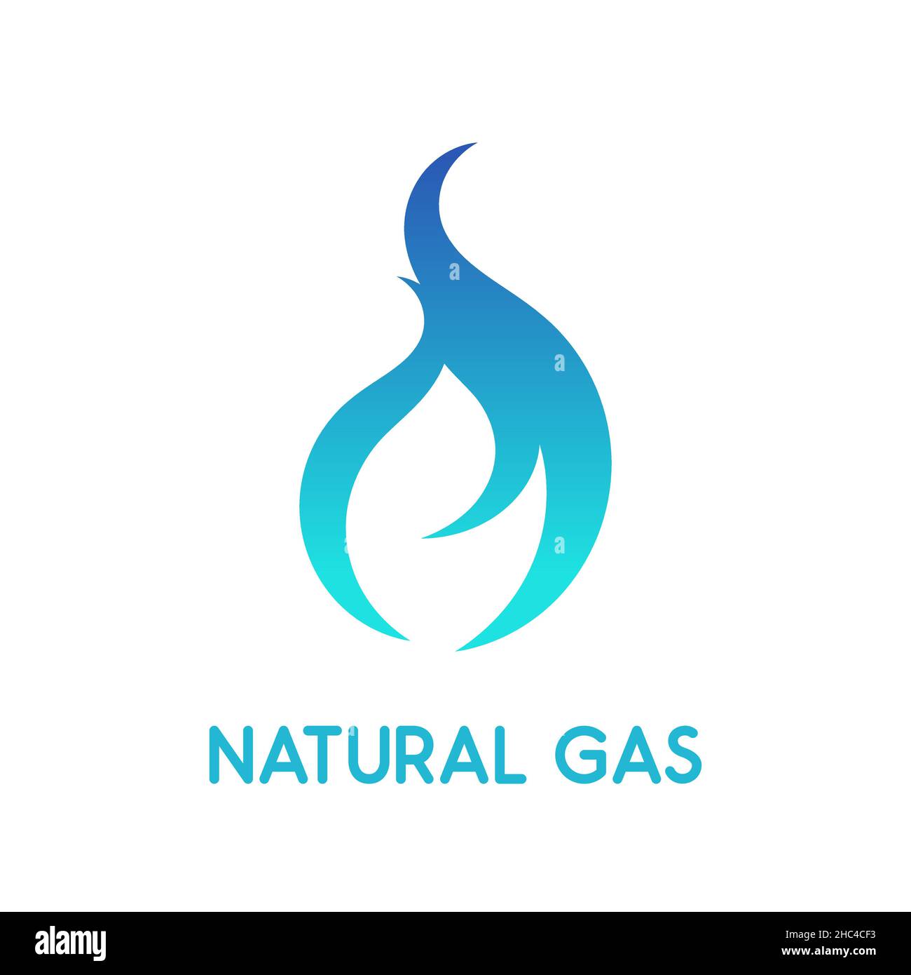 Icône gaz naturel.Flamme bleue sur fond blanc.Sources d'énergie naturelles.Flamme bleue au propane ou au butane.Production d'électricité.Gaz méthane inflammable. Illustration de Vecteur