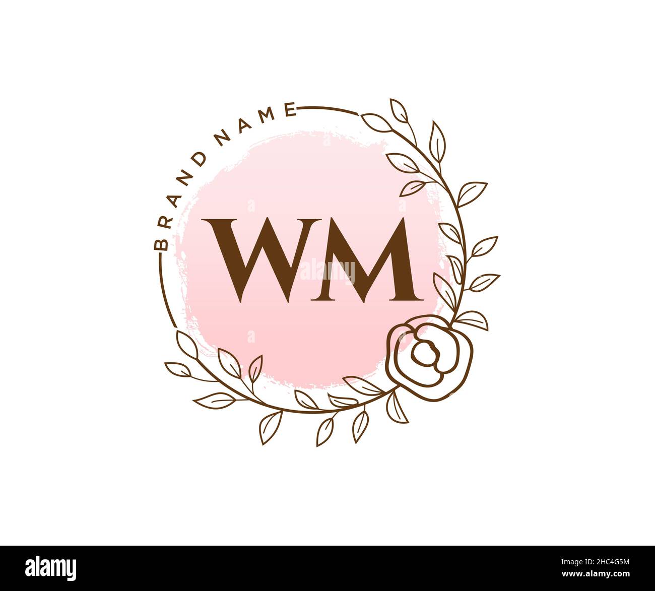 Logo WM féminin.Utilisable pour les logos nature, salon, Spa, cosmétique et Beauté.Elément de modèle de logo Flat Vector. Illustration de Vecteur