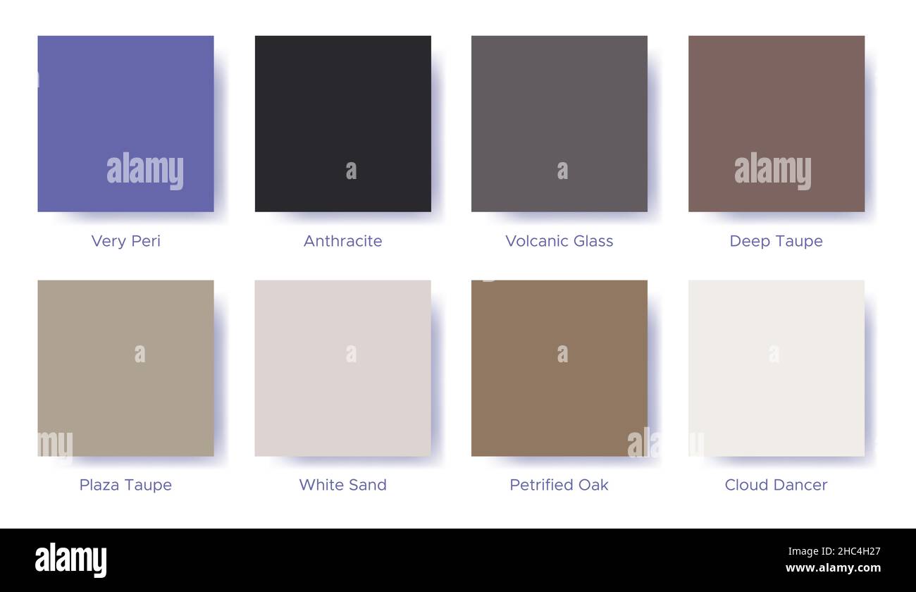 Palette avec la couleur de 2022 sont très Peri.Exemple de catalogue de nuances de la palette du guide des couleurs.Nuances assorties pour les tendances de la mode - collection Star of Illustration de Vecteur