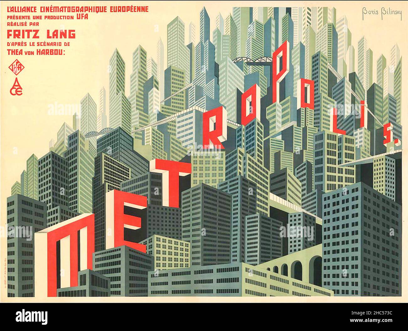 Boris Bilinsky affiche pour la version française du film Metropolis - 1927 Banque D'Images