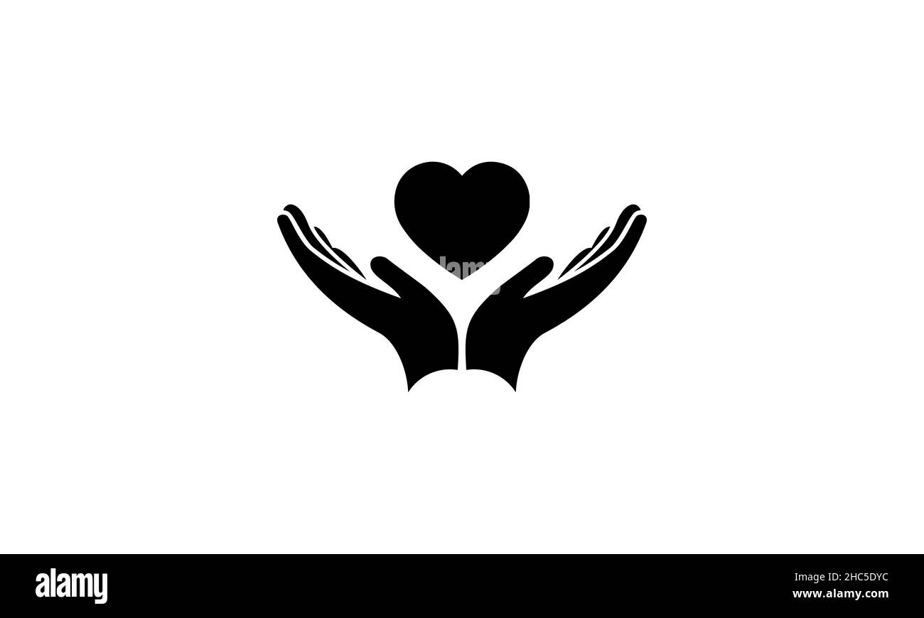 Icône coeur en mains, Don de la main de clipart coeur, mains de soins de santé tenant le coeur plat icône Illustration de Vecteur