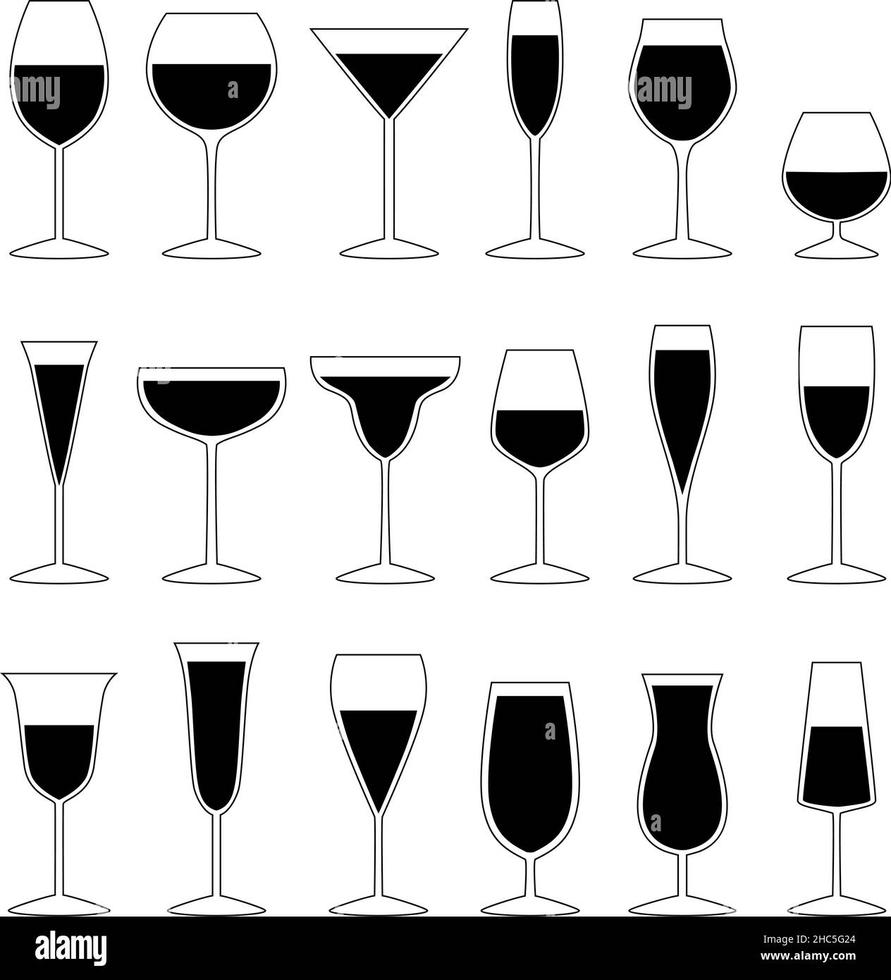 Ensemble de verres avec boisson, illustration vectorielle Illustration de Vecteur