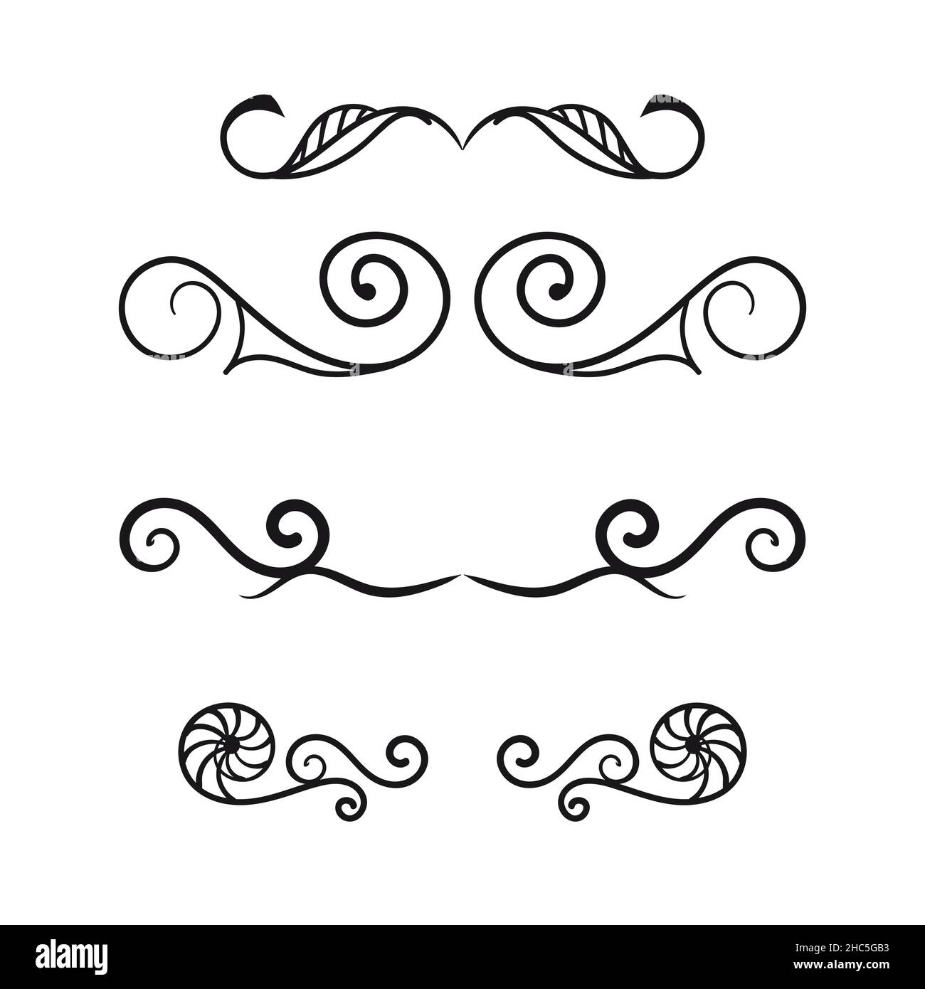 Séparateurs d'encre dessinés à la main et vecteur de lignes.Illustration vectorielle Illustration de Vecteur