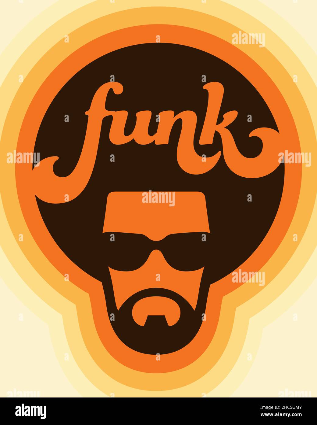 Funk, design musical personnalisé et coloré, avec une superbe illustration soul man.Design vectoriel pour la musique funk ou soul avec style rétro des années soixante-dix Illustration de Vecteur