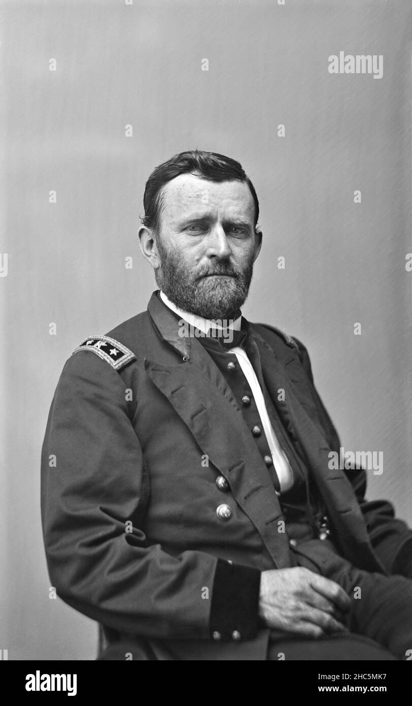 Ulysses S. Grant (1822-85), 18th Président des États-Unis 1869-77, général de l'Armée de l'Union pendant la guerre civile américaine, trois quarts de longueur Portrait en uniforme, Mathew B. Brady, 1860 Banque D'Images