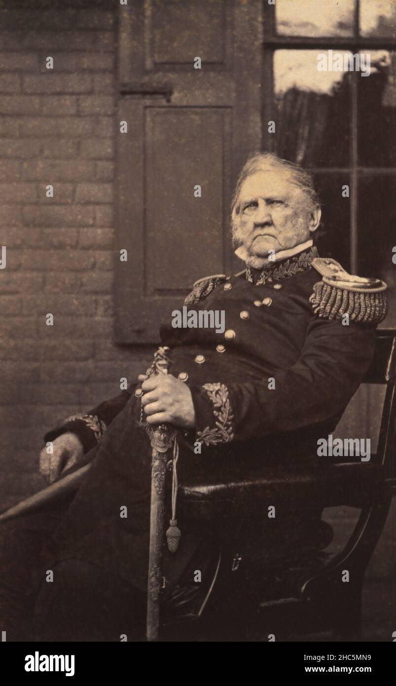 Winfield Scott (1786-1866), commandant militaire américain et candidat politique, Mathew Brady Studio, 1861 Banque D'Images