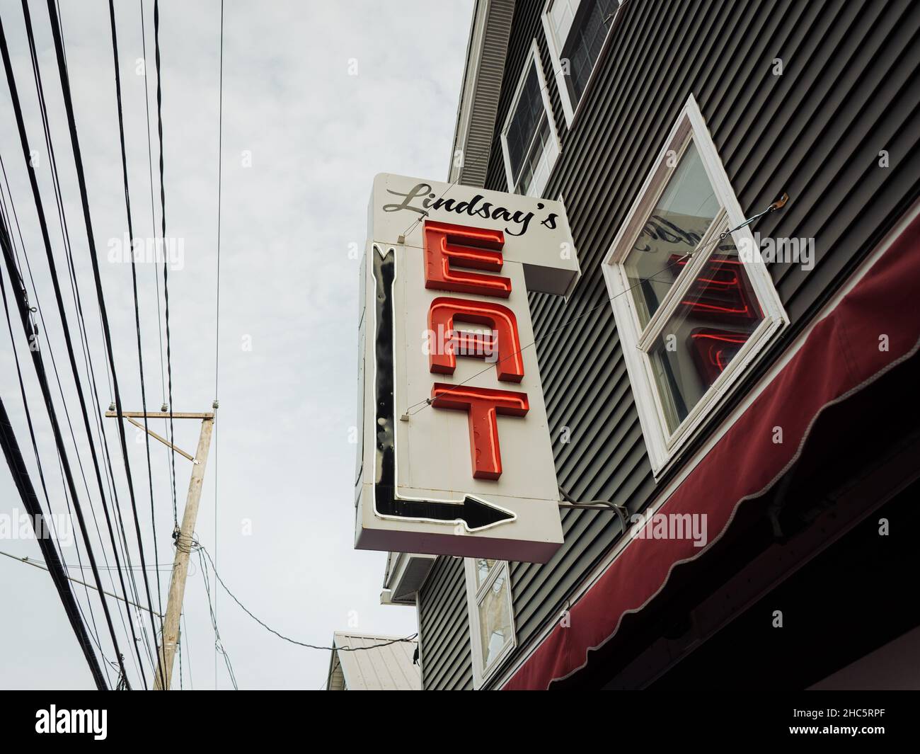 Panneau d'époque de Lindsays, à Leeds, dans la vallée de l'Hudson, New York Banque D'Images