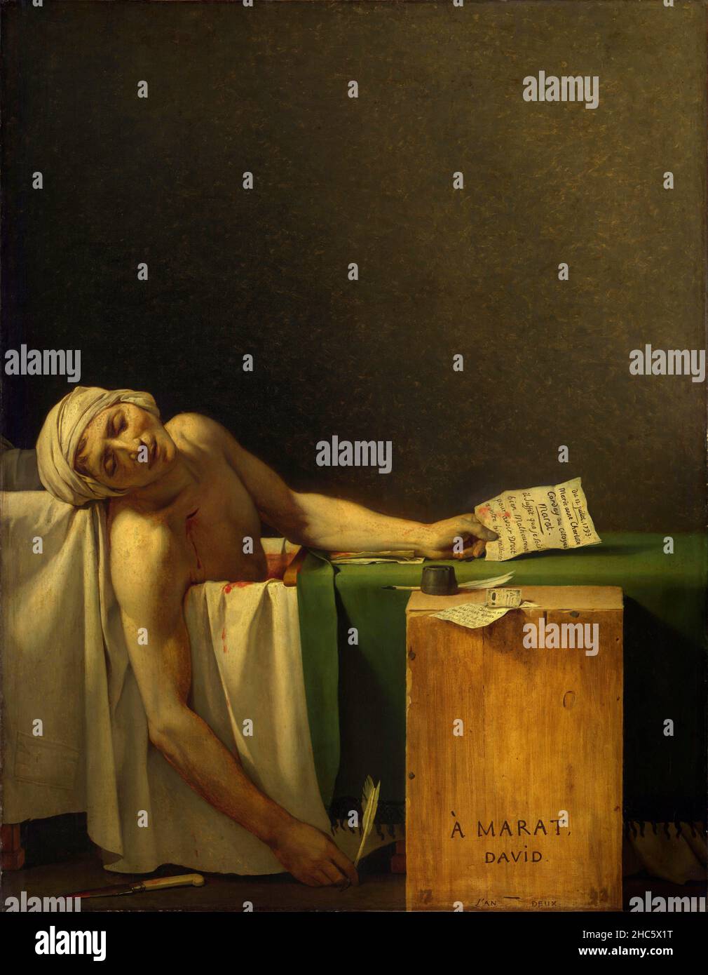 La mort de la peinture de Marat par Jacques Louis David Banque D'Images