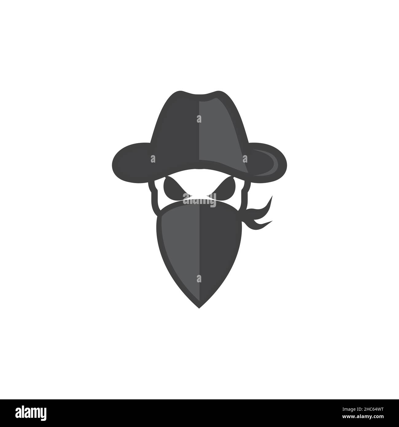crâne cowboy avec chapeau et masque logo design vecteur graphique symbole icône signe illustration idée créative Illustration de Vecteur