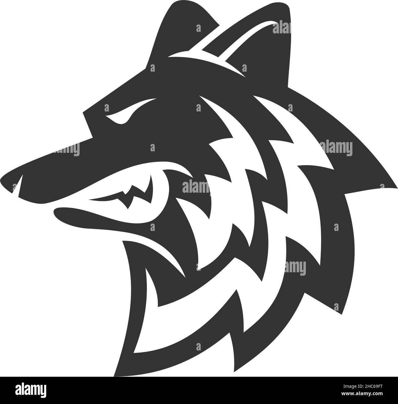 wolf Head Illustration icône marque isolée Illustration de Vecteur