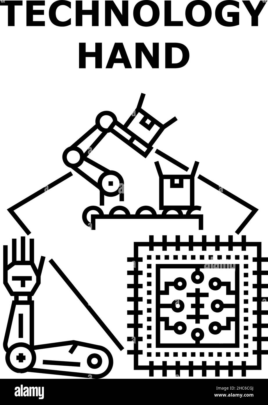 Illustration vectorielle de l'icône de la main technologique Illustration de Vecteur