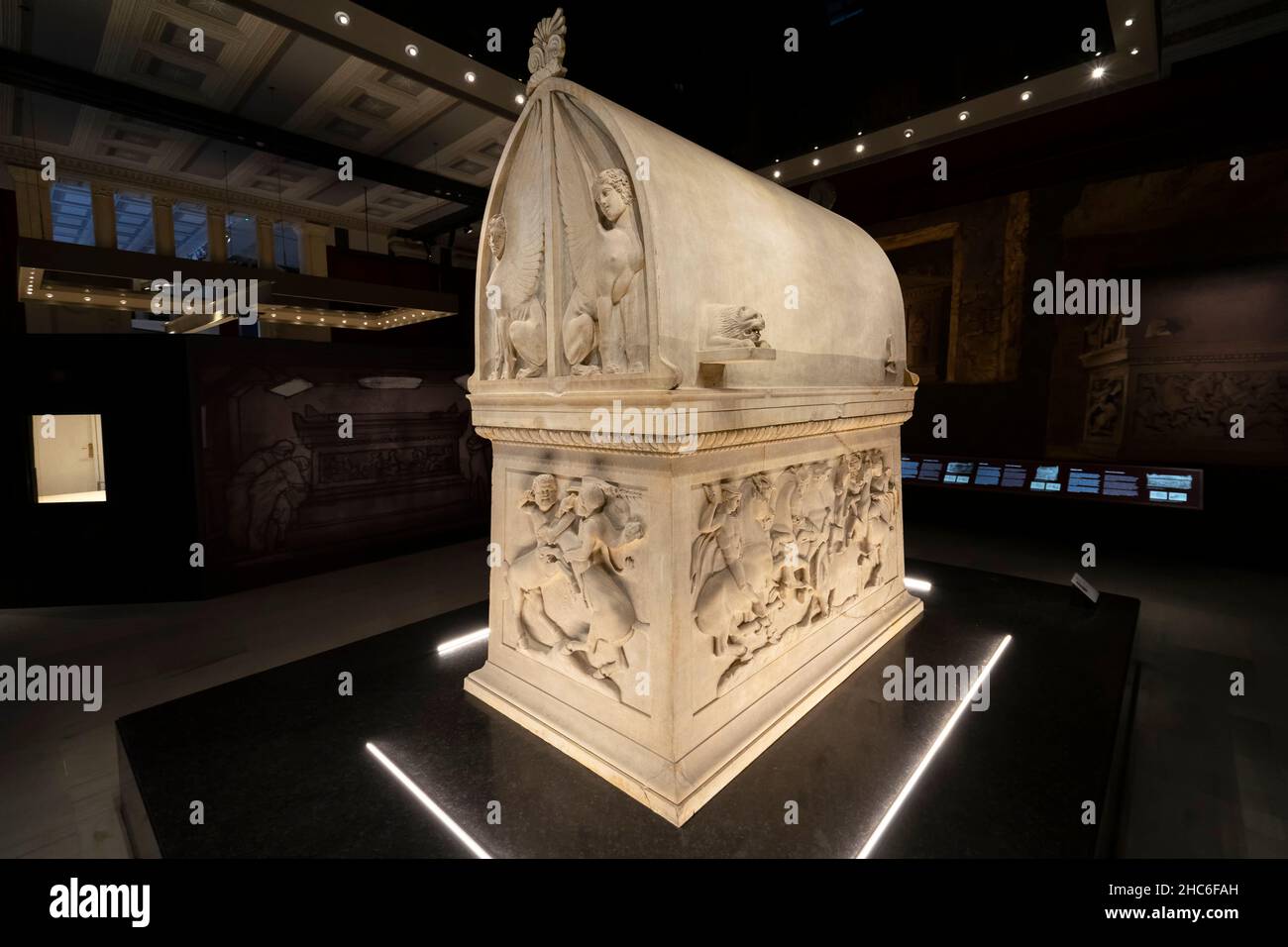Sarcophage lycien au Musée d'archéologie d'Istanbul. Banque D'Images