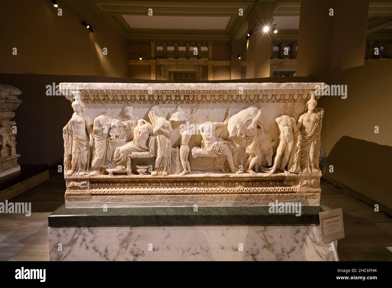 Le sarcophage de Phaedra Hyppolite au Musée d'archéologie d'Istanbul, Turquie. Banque D'Images