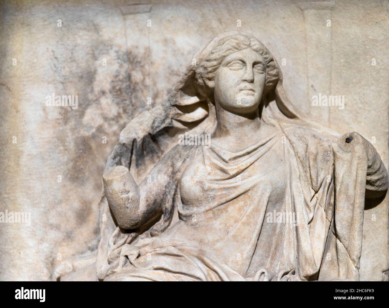 Relief de marbre grec de Demeter, 4ème siècle avant J.-C.. Musée archéologique d'Istanbul, Turquie. Banque D'Images