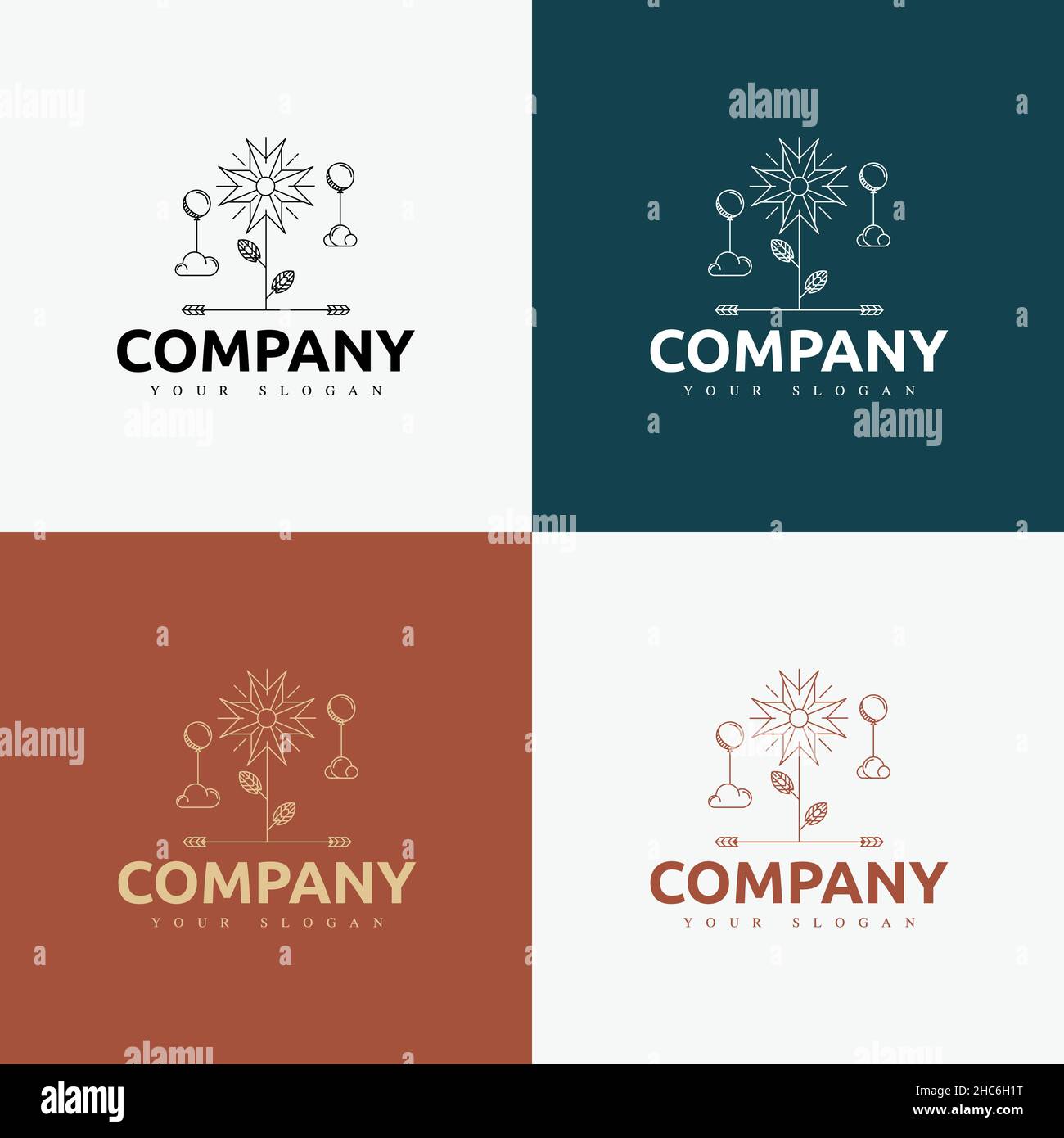 dessin au trait modèle de logo polyvalent minimal rétro Illustration de Vecteur