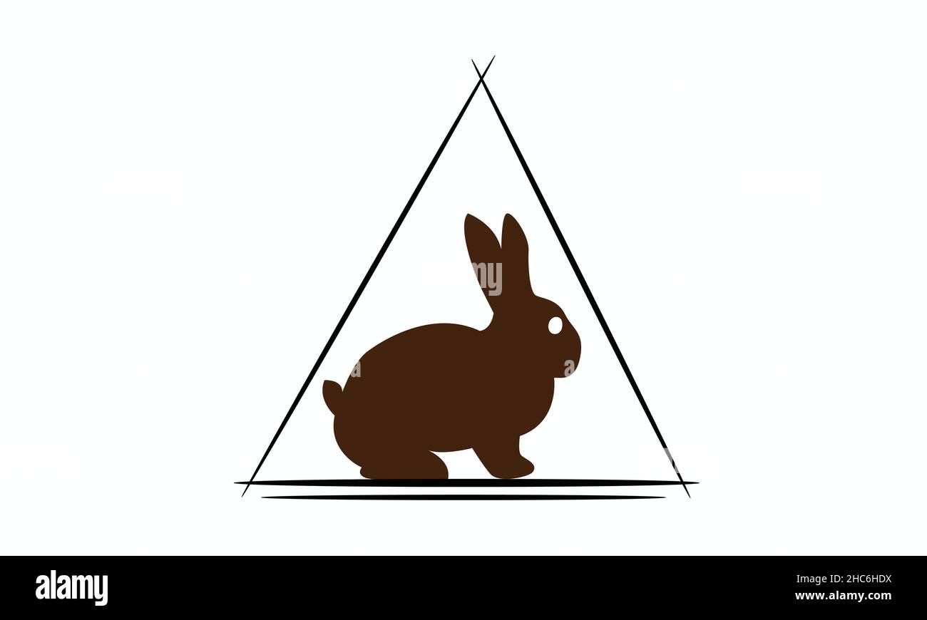 Icône de dessin animé vecteur lapin à l'intérieur du triangle.Ensemble de dessins animés isolé icône animal.Illustration vectorielle lapin sur fond blanc. Illustration de Vecteur