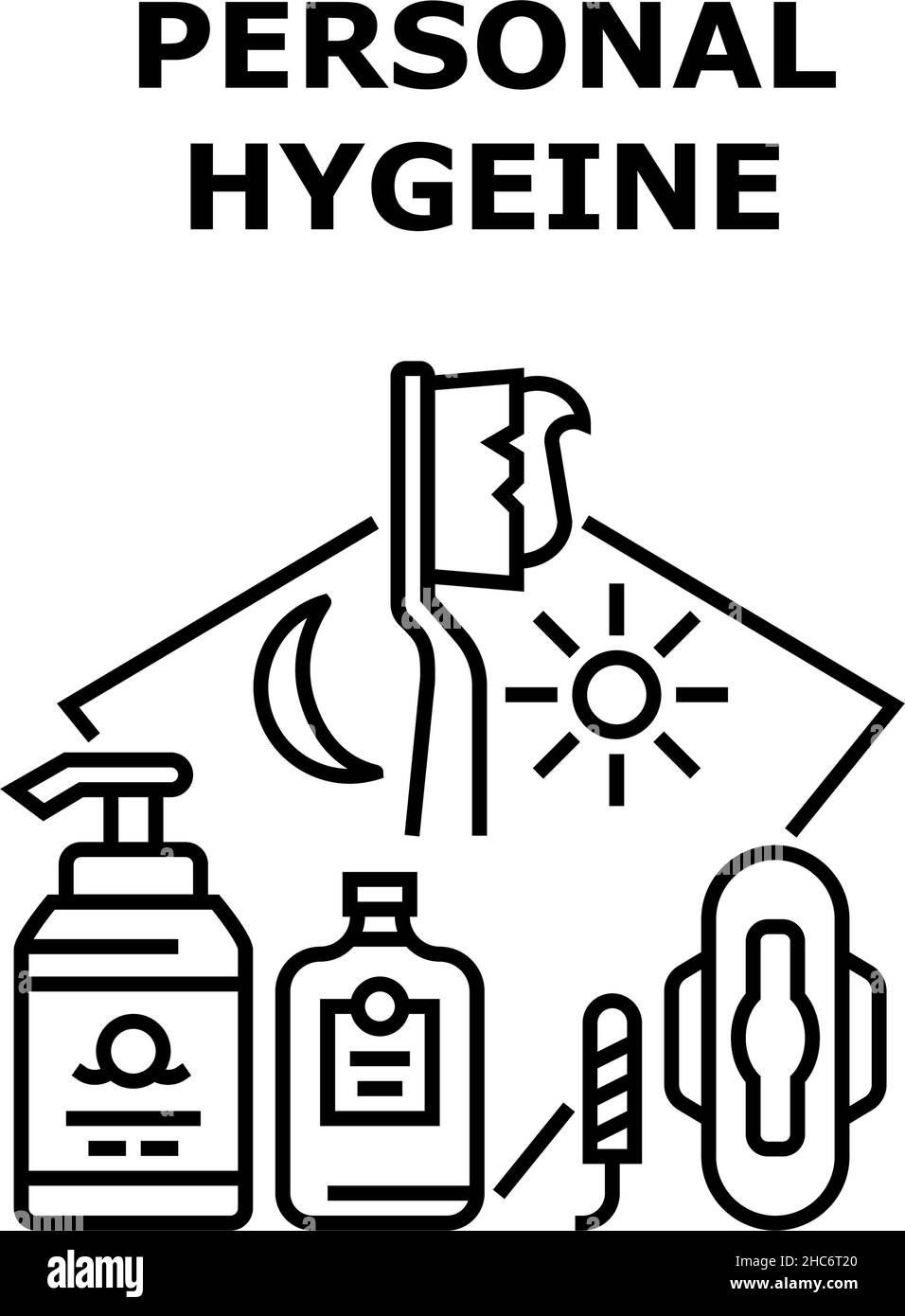 Concept de vecteur d'hygiène personnelle Illustration noire Image  Vectorielle Stock - Alamy
