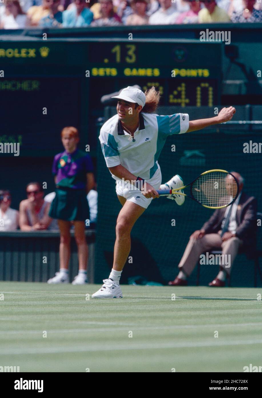 Joueur américain de tennis Andre Agassi, Wimbledon, Royaume-Uni 1992 Photo  Stock - Alamy