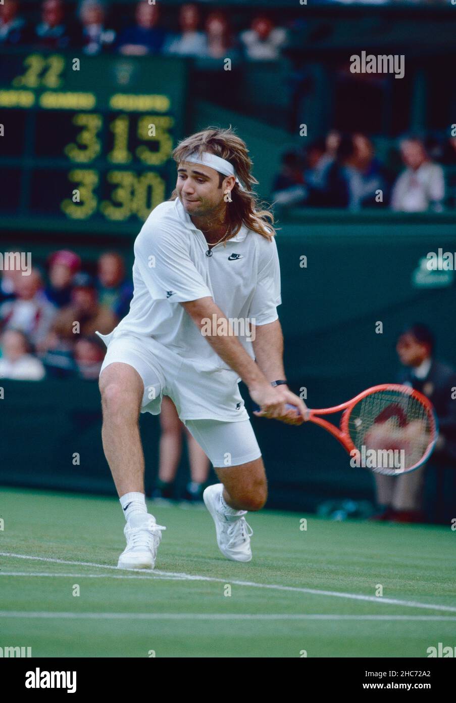 Photo Presse Vintage Andre Agassi Wimbledon 1992, Tirage Original 22x15 Cm, Farabola