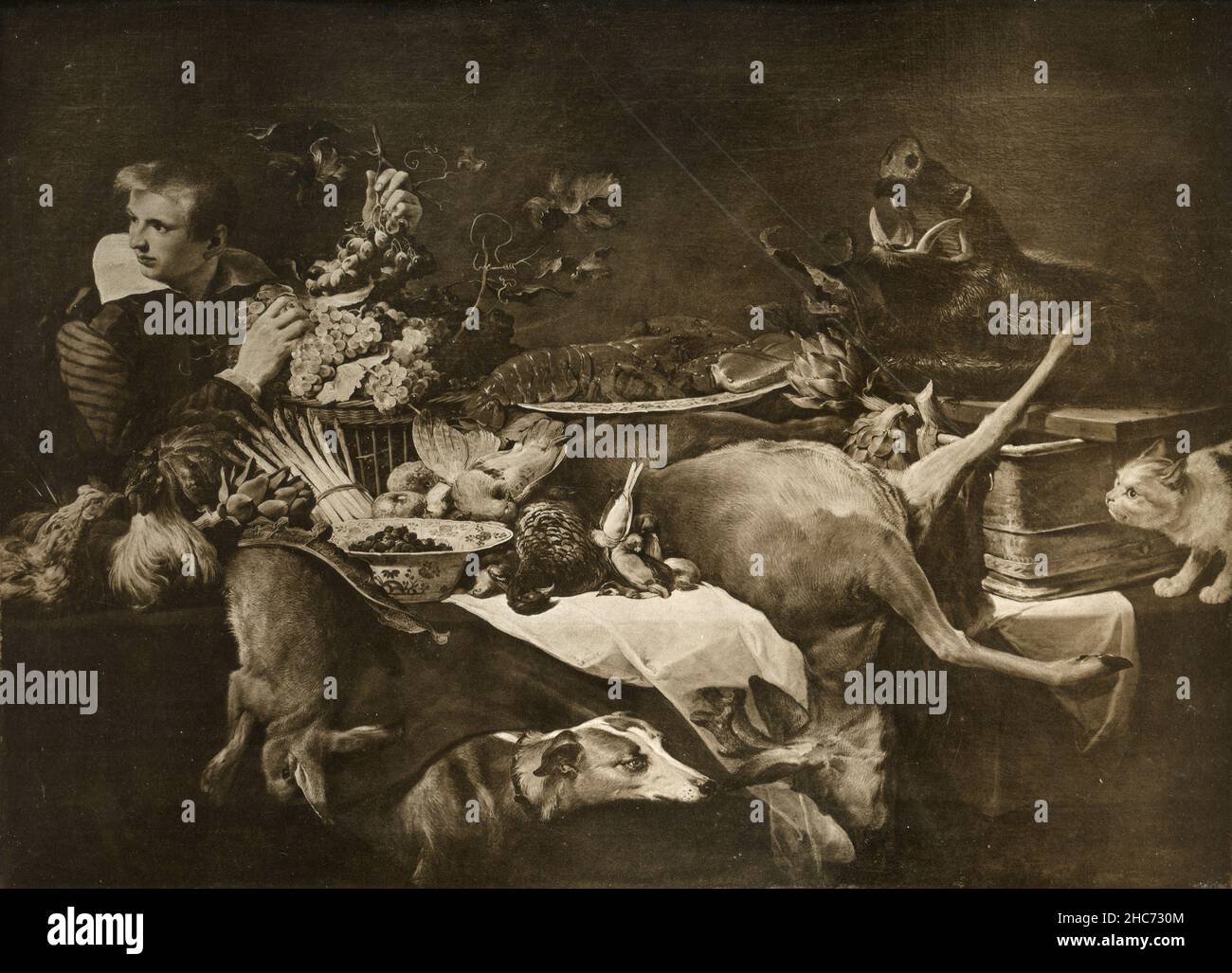 Encore la vie avec des amins, peinture de l'artiste flamand Frans Snyders, Munich 1897 Banque D'Images