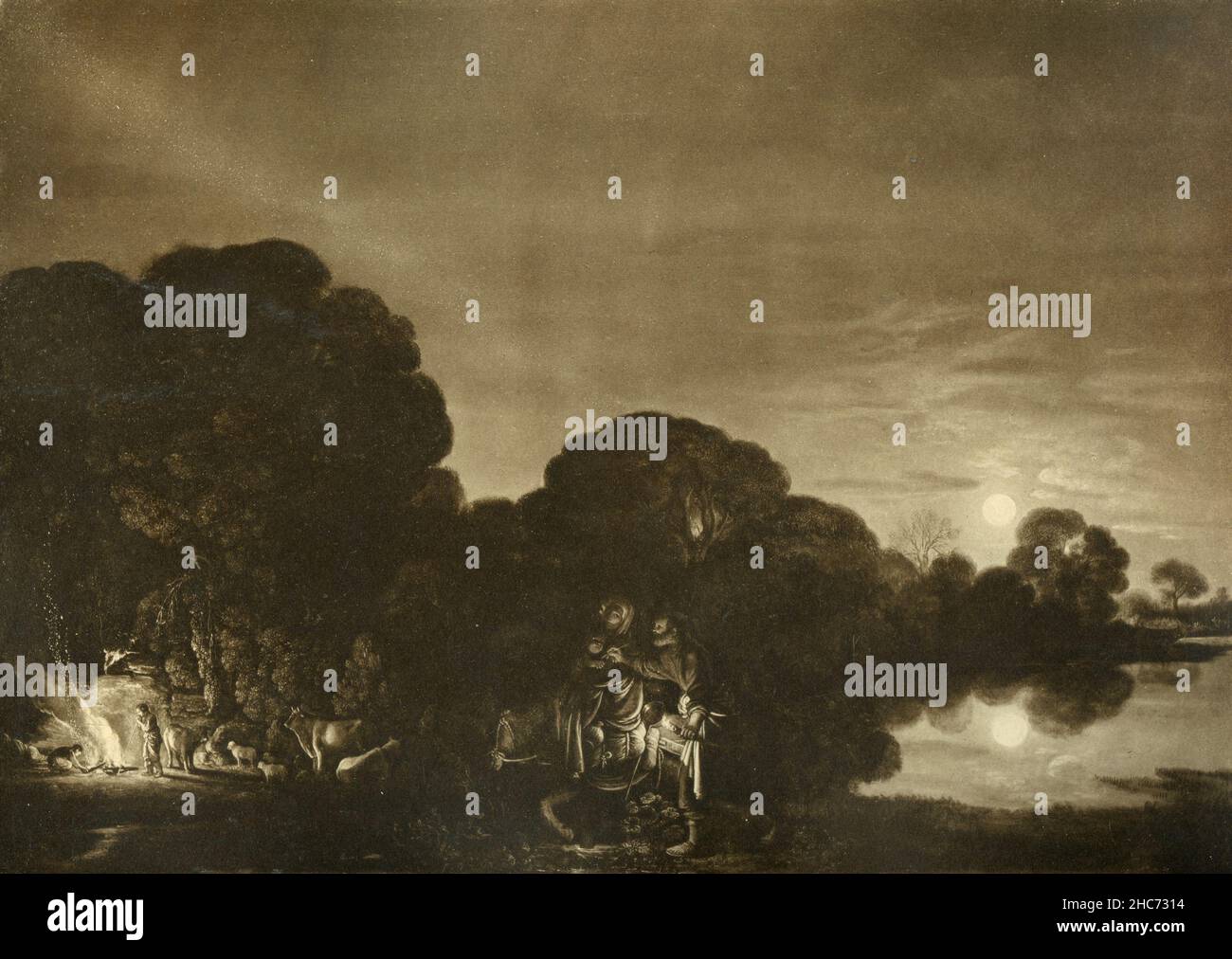 The Flight from Egypt, peinture de l'artiste allemand Adam Elsheimer, Munich 1897 Banque D'Images