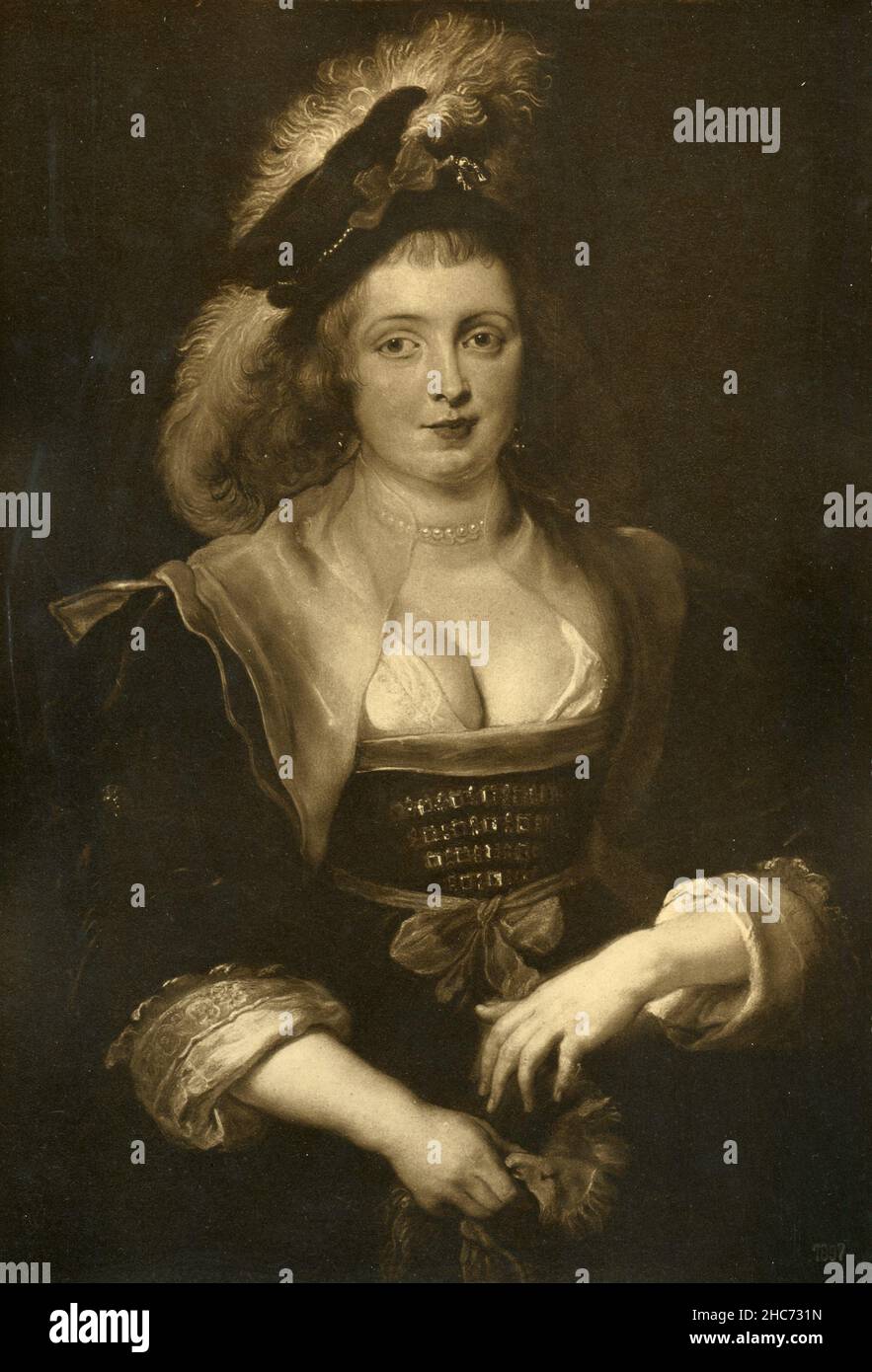 Portrait de l'épouse de l'artiste Helene Fourment, peinture de l'artiste flamand Peter Paul Rubens, Munich 1897 Banque D'Images