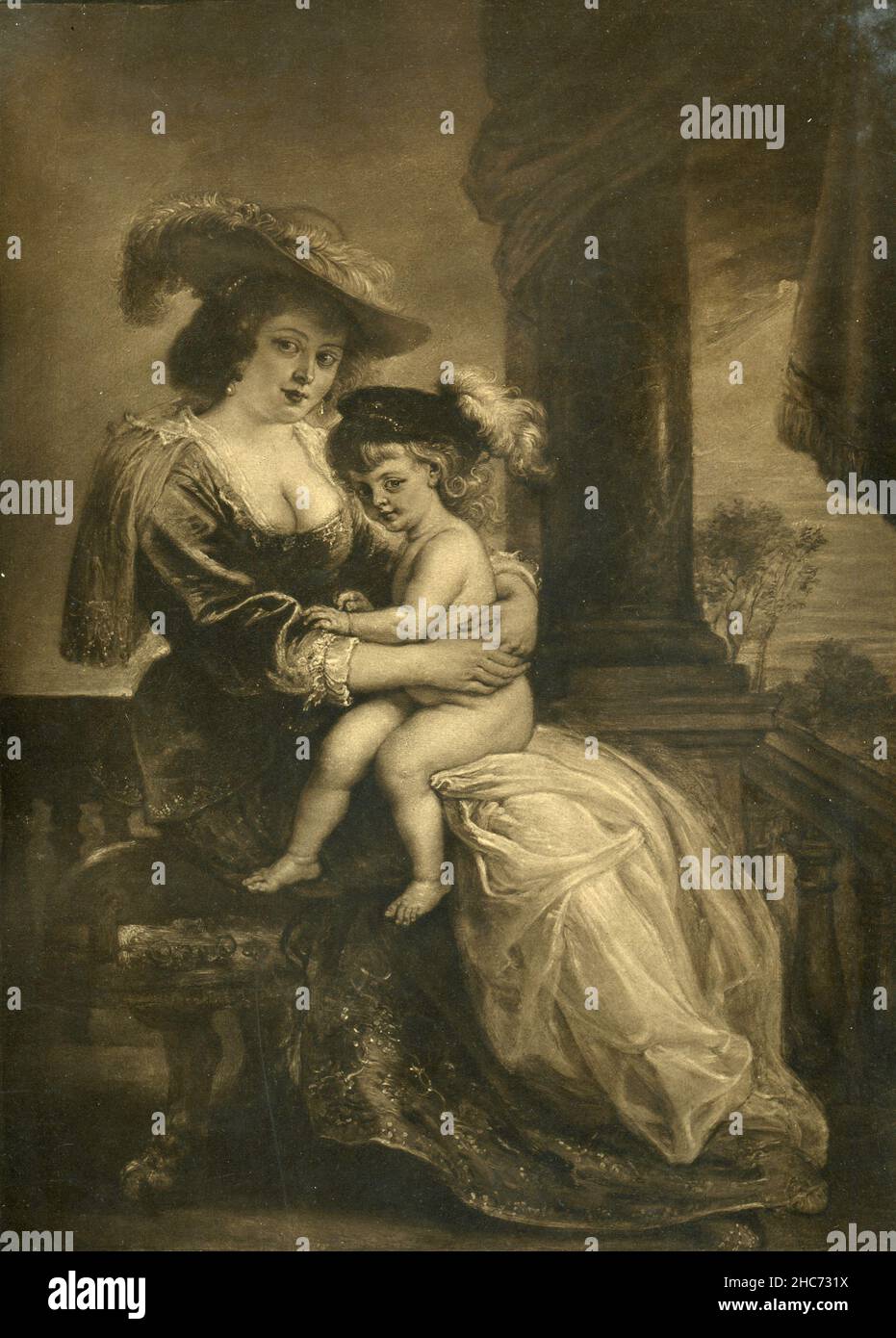 Portrait de l'épouse et du fils de l'artiste, peinture de l'artiste flamand Peter Paul Rubens, Munich 1897 Banque D'Images