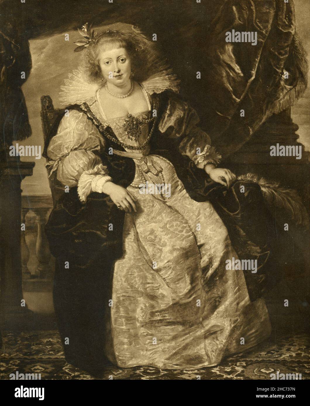 Portrait de l'épouse de l'artiste Helene Fourment, peinture de l'artiste flamand Peter Paul Rubens, Munich 1897 Banque D'Images