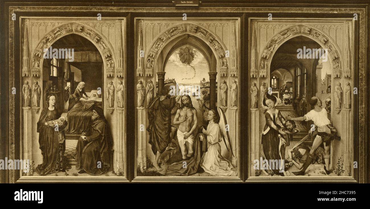Naissance de Saint jean, Baptême du Christ, et décapitation de Saint Jean, trypsique par l'artiste néerlandais Rogier van der Weyden, Munich 1897 Banque D'Images