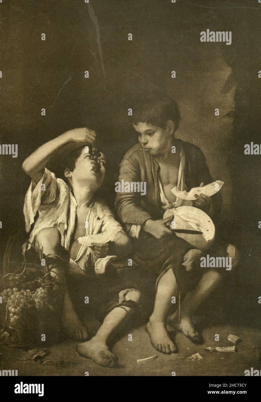 The Melon Eaters, peinture de l'artiste espagnol Bartolomè Esteban Murillo, Munich 1897 Banque D'Images