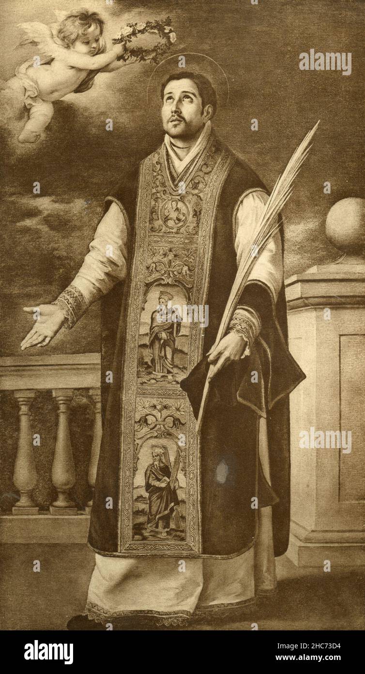 Saint Rodriguez, peinture de l'artiste espagnol Bartolomè Esteban Murillo, Munich 1897 Banque D'Images
