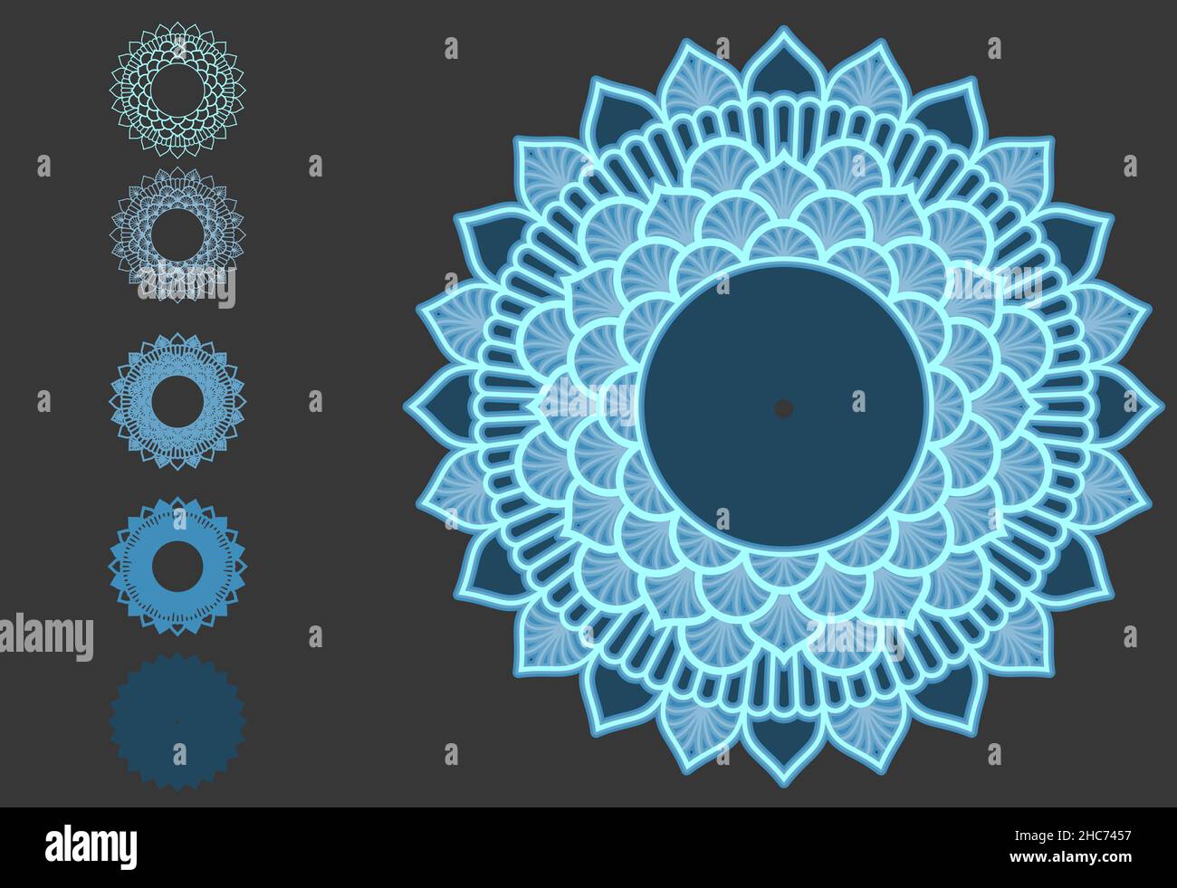 Horloge murale EPS., fichier de découpe Mandala, Mandala multicouches, 3D modèles numériques vectoriels, EPS par couches, Bricut DIY, CNC plan Illustration de Vecteur