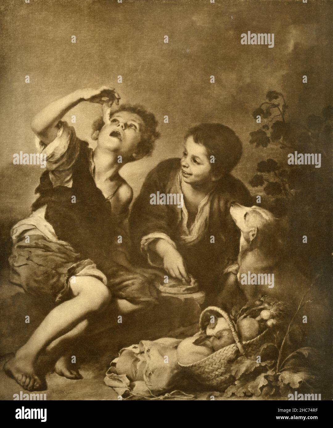 Le Pie Eater, peinture de l'artiste espagnol Bartolomè Esteban Murillo, Munich 1897 Banque D'Images