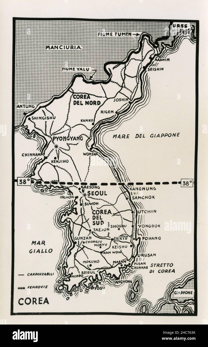 Carte de la Corée, 1950s Banque D'Images