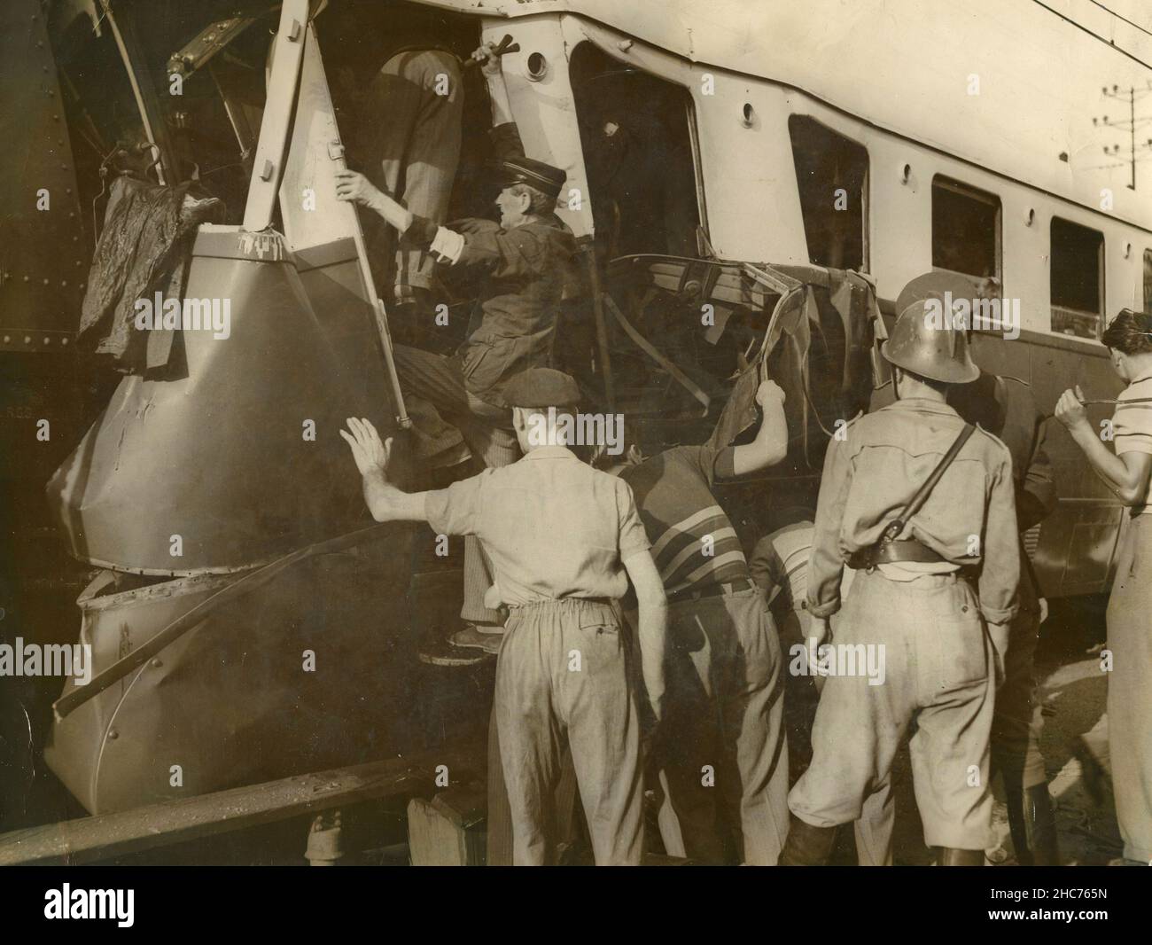 Catastrophe ferroviaire à Milan, Italie 1950s Banque D'Images