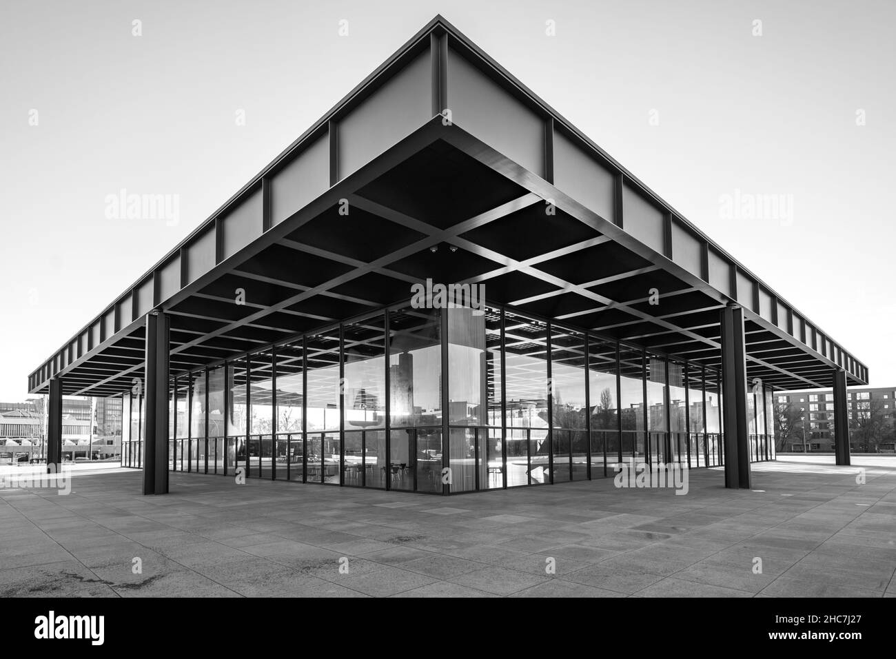 Neue Nationalgalerie Berlin, modernisme de l'acier et du verre par Mies van der Rohe, Kulturforum, Berlin, Allemagne Banque D'Images