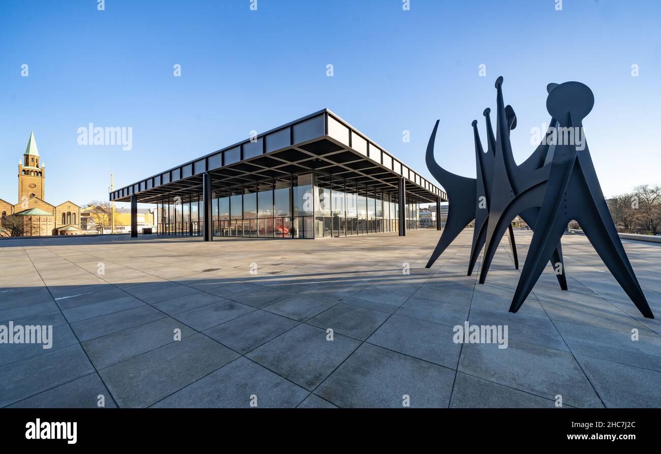 Neue Nationalgalerie Berlin, modernisme de l'acier et du verre par Mies van der Rohe, Kulturforum, Berlin, Allemagne Banque D'Images