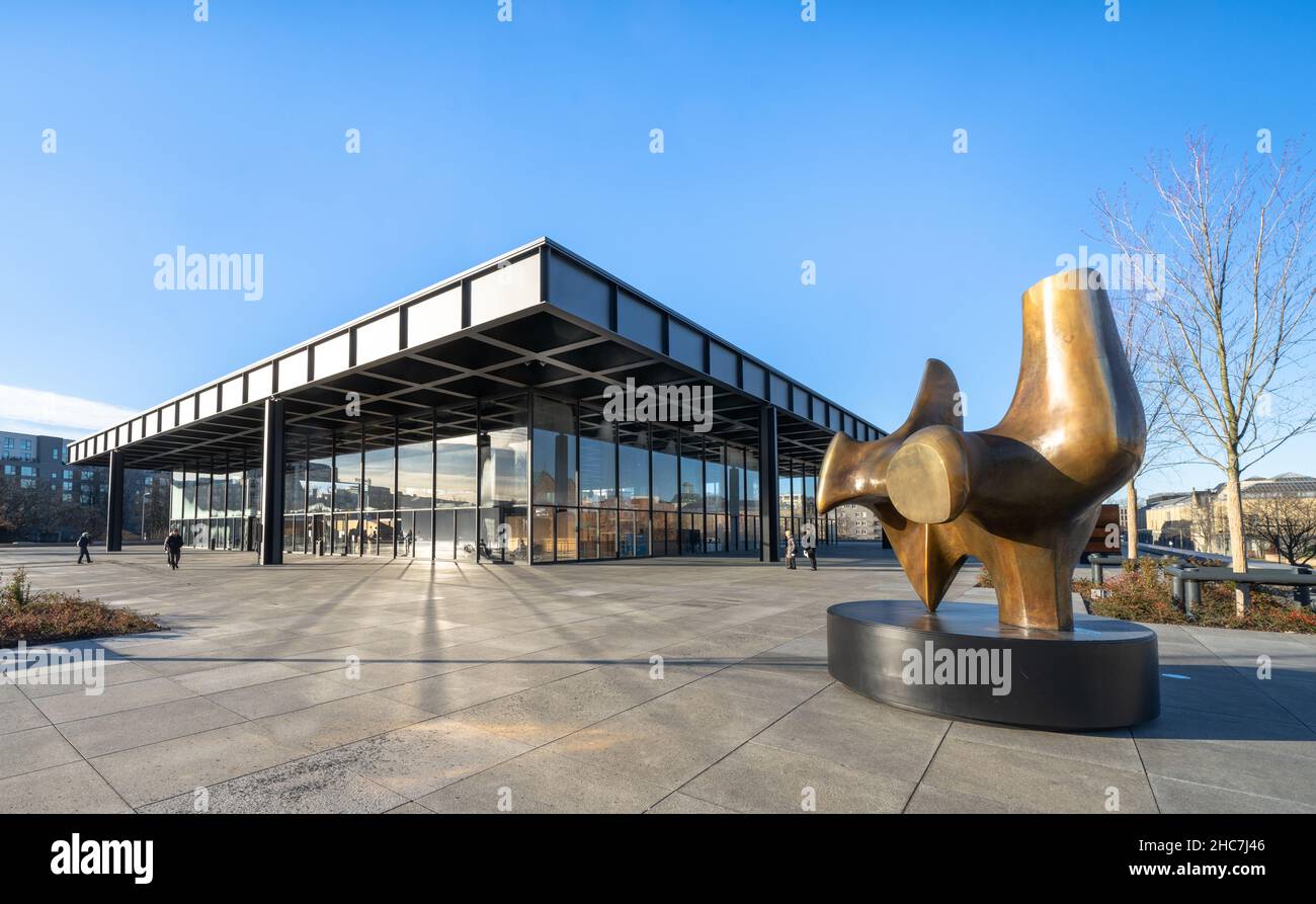 Neue Nationalgalerie Berlin, modernisme de l'acier et du verre par Mies van der Rohe, Kulturforum, Berlin, Allemagne Banque D'Images