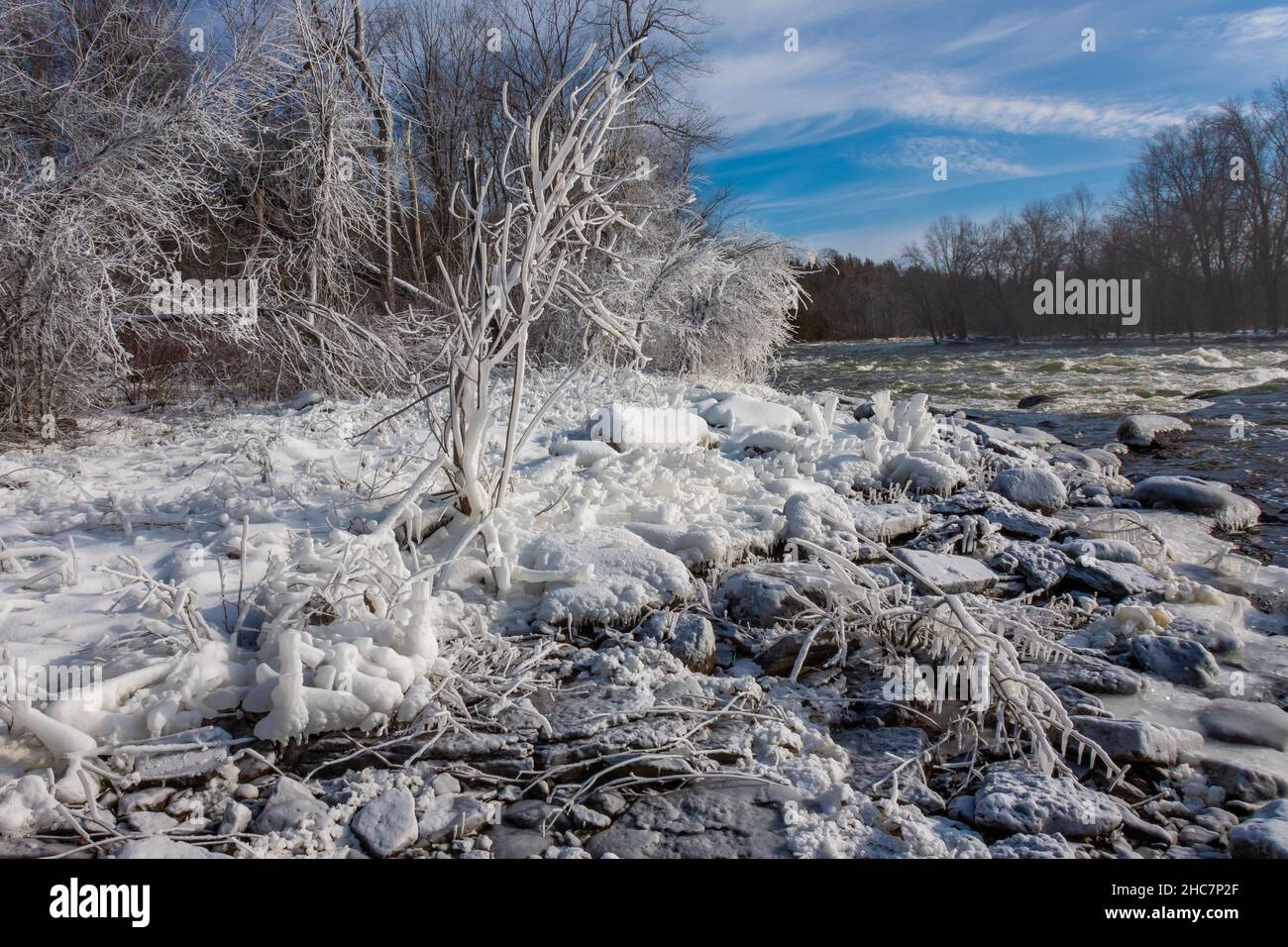 Healey Falls Havelock Ontario Canada en hiver Banque D'Images