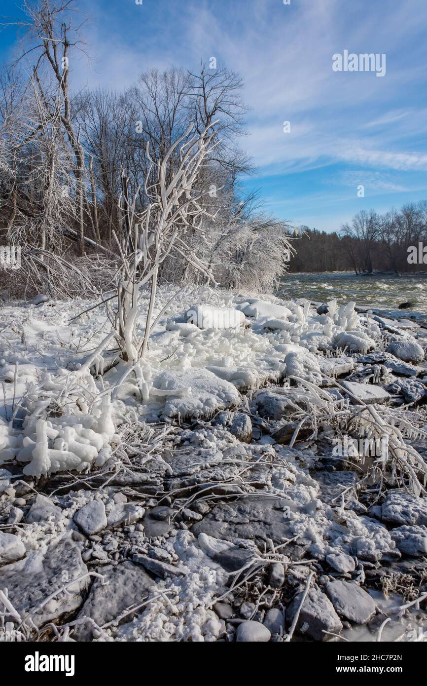 Healey Falls Havelock Ontario Canada en hiver Banque D'Images