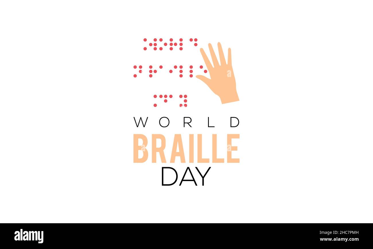 04 janvier - Journée du braille.Conception vectorielle de sensibilisation pour bannière, affiche, chemise, carte. Illustration de Vecteur