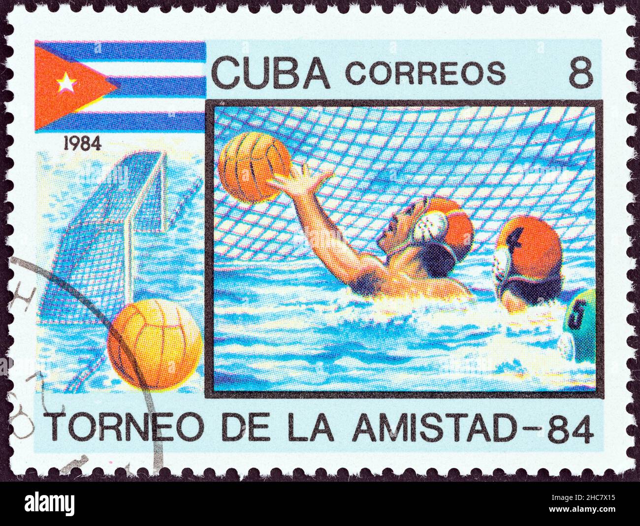 CUBA - VERS 1984: Un timbre imprimé à Cuba de l'édition 'Tournoi d'amitié, 1984' montre Water polo, vers 1984. Banque D'Images