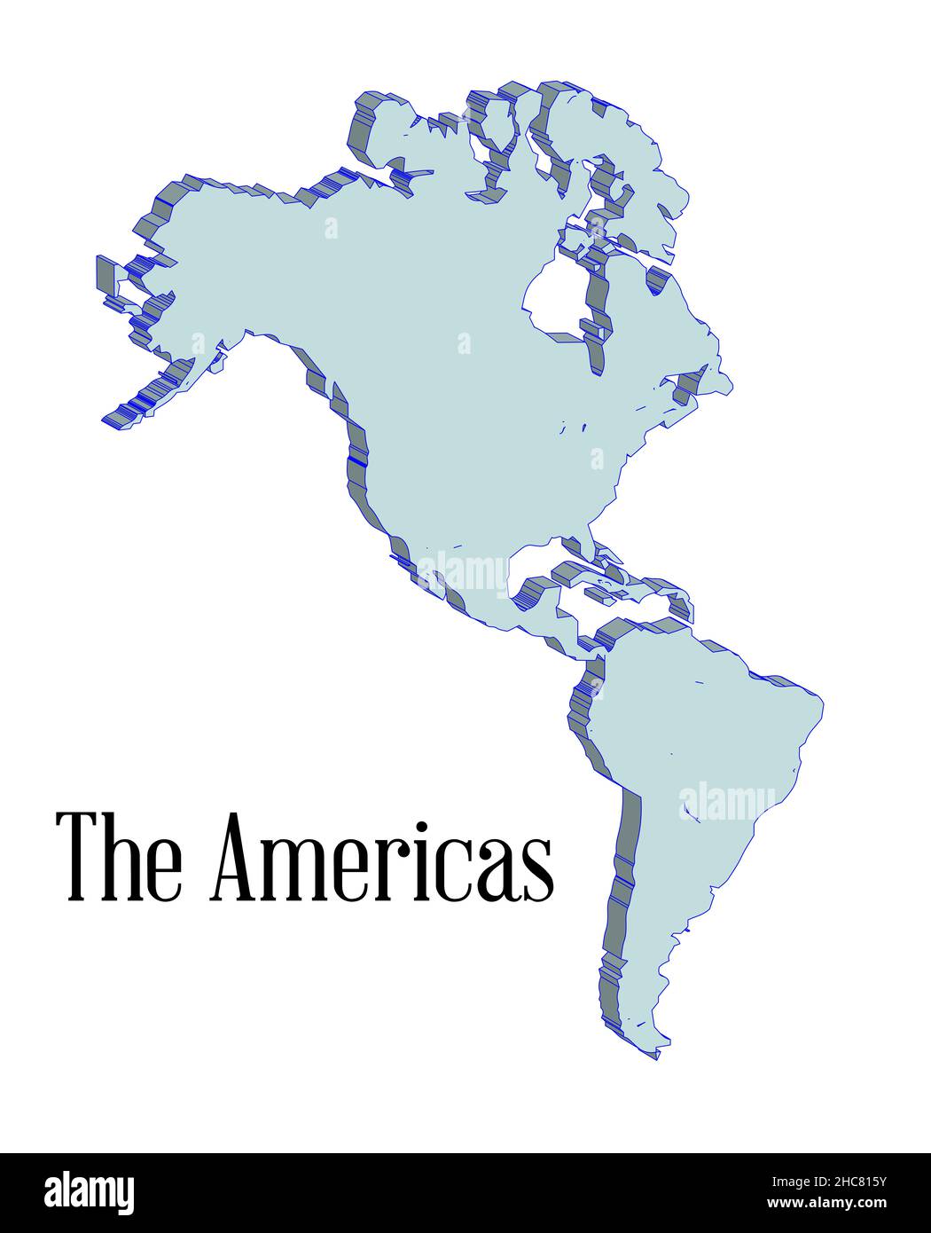 Carte des Amériques en 3D sur fond blanc Banque D'Images