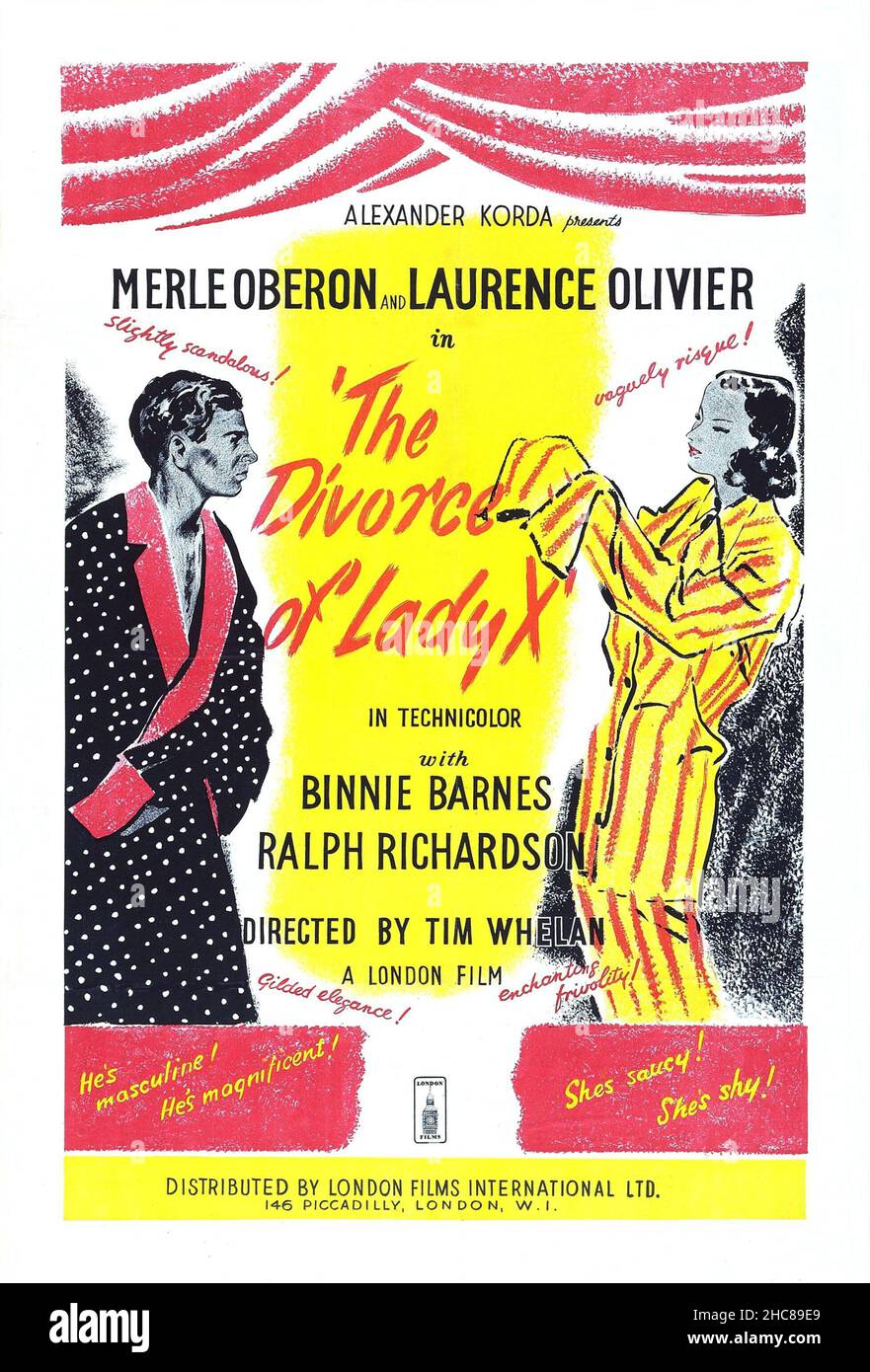 LAURENCE OLIVIER et MERLE OBERON dans LE DIVORCE DE LADY X (1938), réalisé par TIM WHELAN.Credit: FILMS DE LONDRES-DENHAM/ARTISTES UNIS / Album Banque D'Images