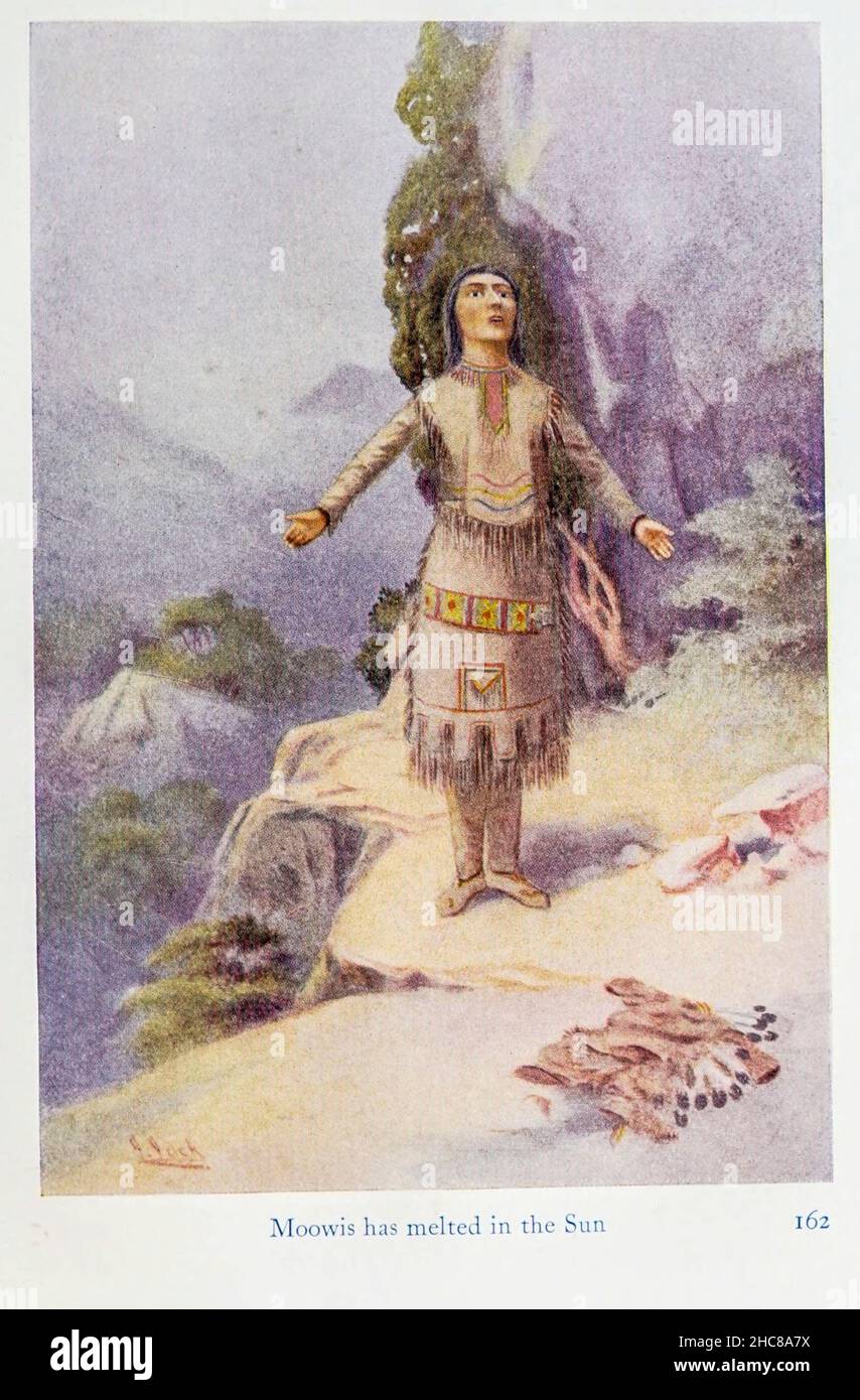 Moowis a fondu dans le Soleil dans le livre « les mythes des Indiens d'Amérique du Nord » de Lewis Spence, publié à Londres par George G. Harrap & Company en 1912 Banque D'Images