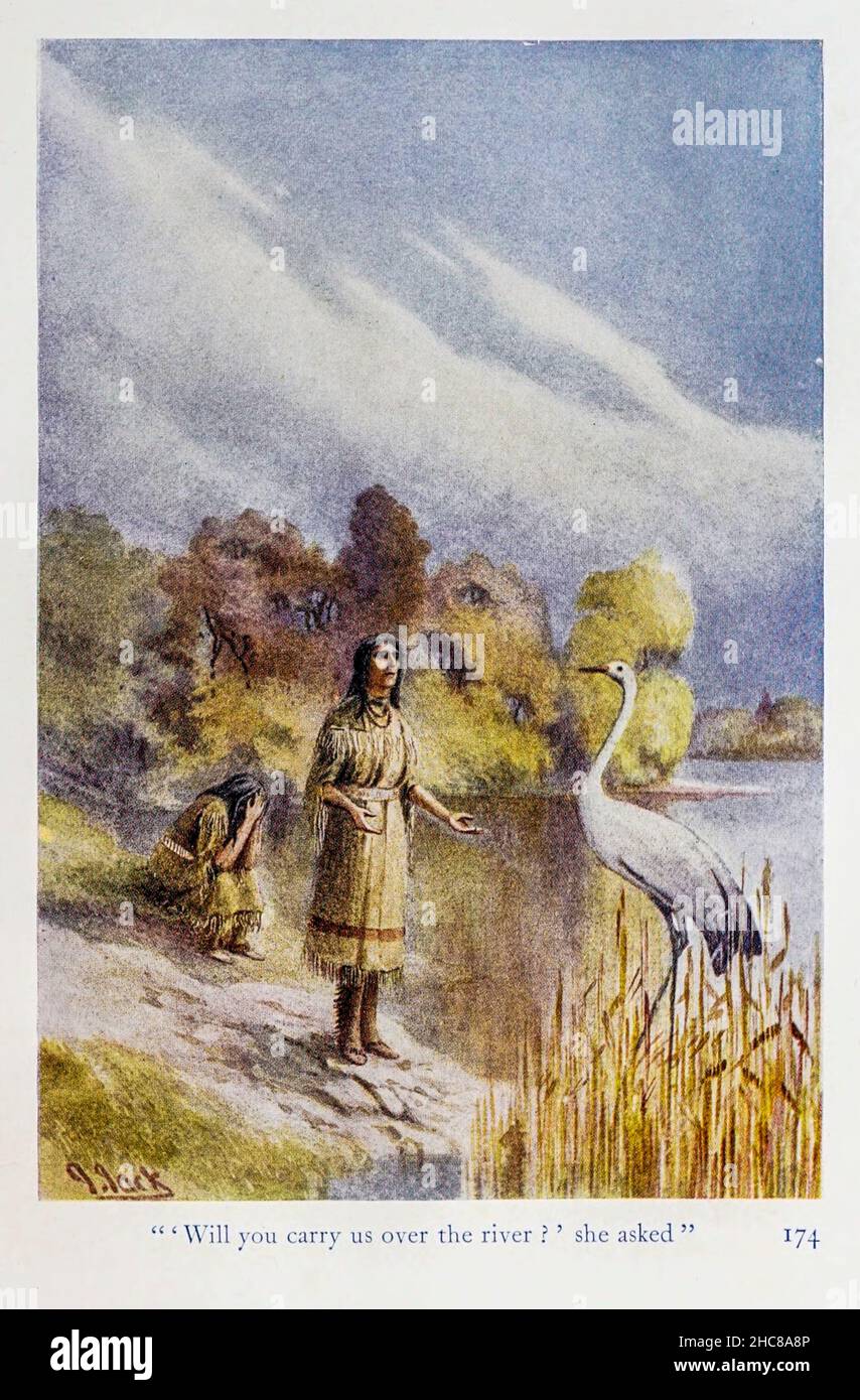 Nous transportera-t-il sur la rivière ? ’Elle a demandé dans le livre « The mythes of the North American Indians » de Lewis Spence, publié à Londres par George G. Harrap & Company en 1912 Banque D'Images