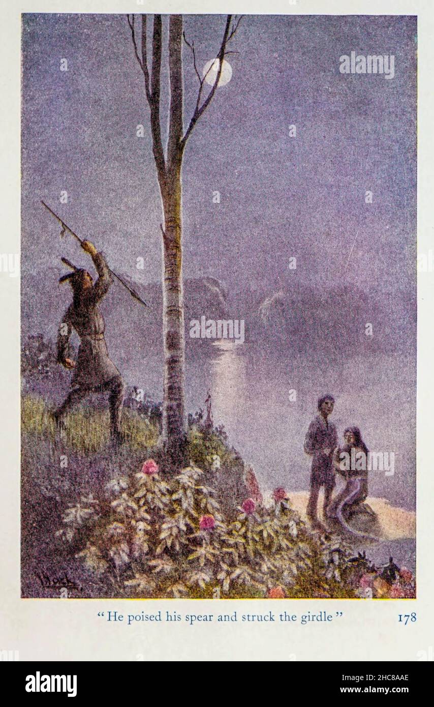 Il a mis sa lance et a frappé la ceinture du livre « les mythes des Indiens d'Amérique du Nord » de Lewis Spence, publié à Londres par George G. Harrap & Company en 1912 Banque D'Images