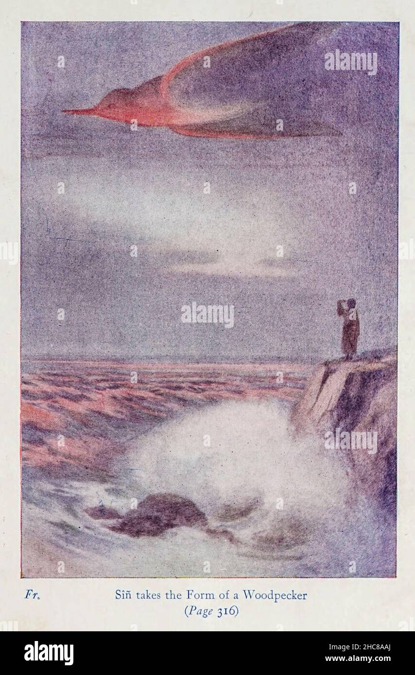 Sin prend la forme d'un pic du livre « les mythes des Indiens d'Amérique du Nord » de Lewis Spence, publié à Londres par George G. Harrap & Company en 1912 Banque D'Images